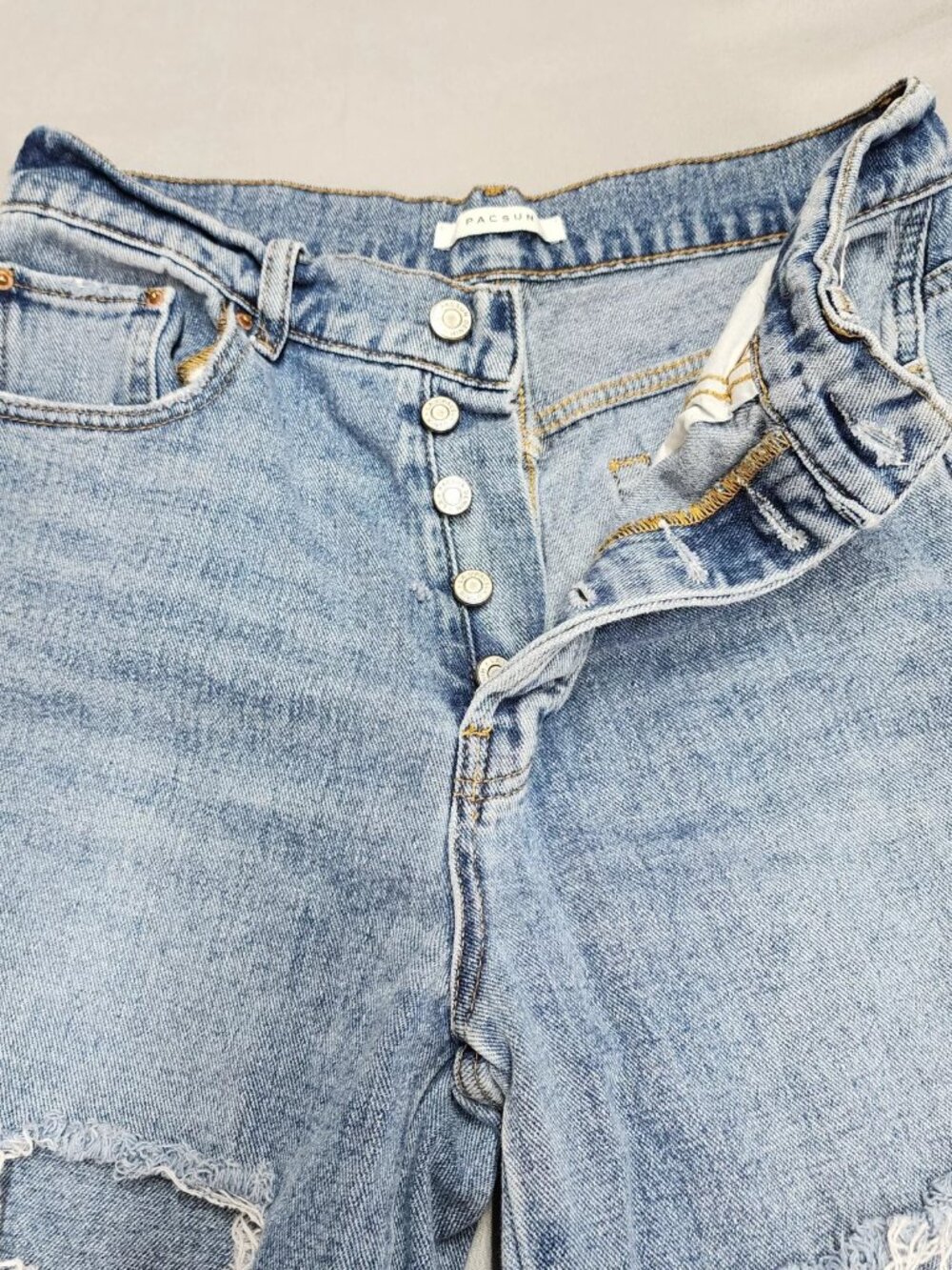 PacSun Womens Baggy Jeans Size 29 High Rise Light Blue Distressed Raw Hem - Picture 9 of 12